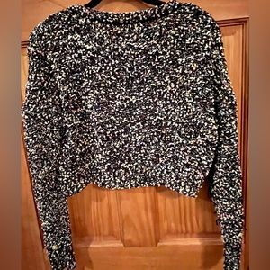 No Comment Womens long sleeve multicolor cropped knit sweater, size Small (S)